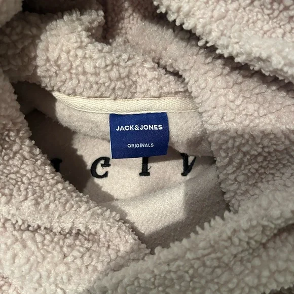 Jack & Jones Cream Sherpa Hoodie - Picture 3 of 3